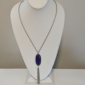 Purple Stone Tassel Necklace